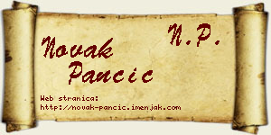 Novak Pančić vizit kartica